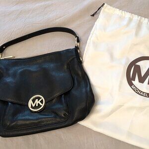 MICHAEL Michael Kors Large Fulton Shoulder Bag, Black Leather